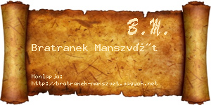 Bratranek Manszvét névjegykártya